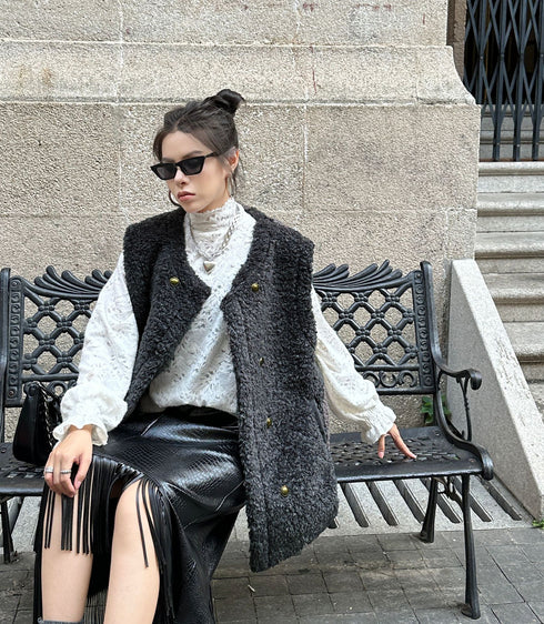 Textured Double Button Vest